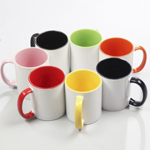 Taza color interior y asa c/caja